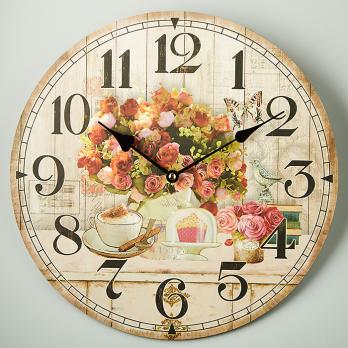  Часы настенные "Букет чайных роз" круглые прованс DT-0141