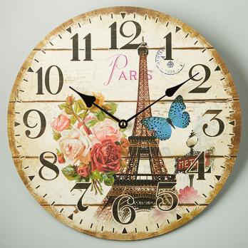 Часы настенные "Розы и Эйфелева башня" Прованс МДФ DT-0138 круглые прованс